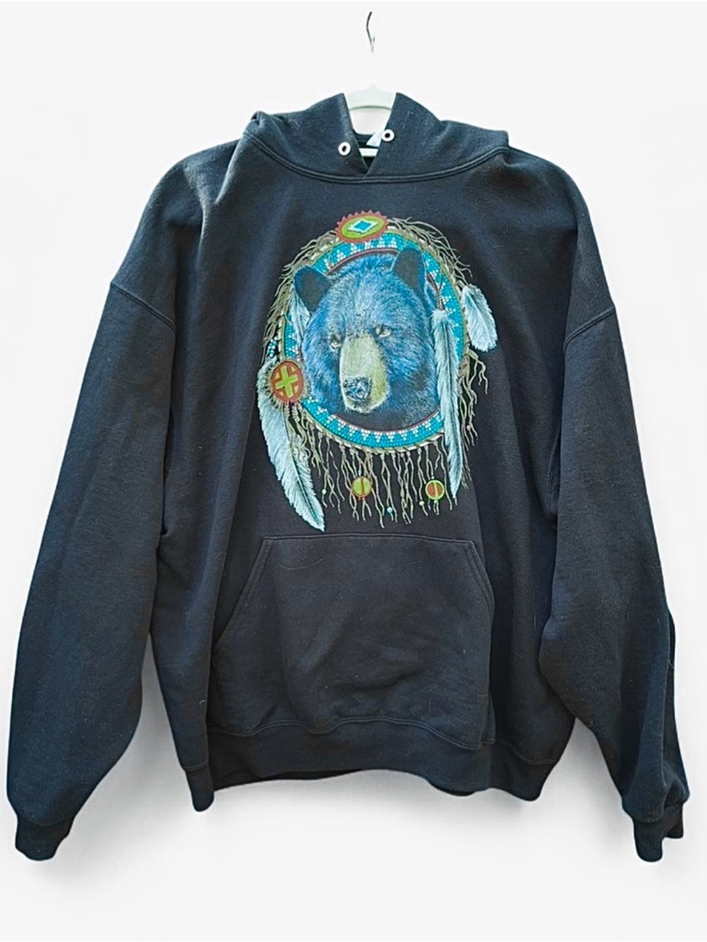 Vintage Jerzees Bear Dreamcatcher Hoodie MotorCycle/Boho Graphic